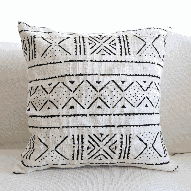 White Mud cloth Pillow Cover - Niche Handmade Furniture LLC