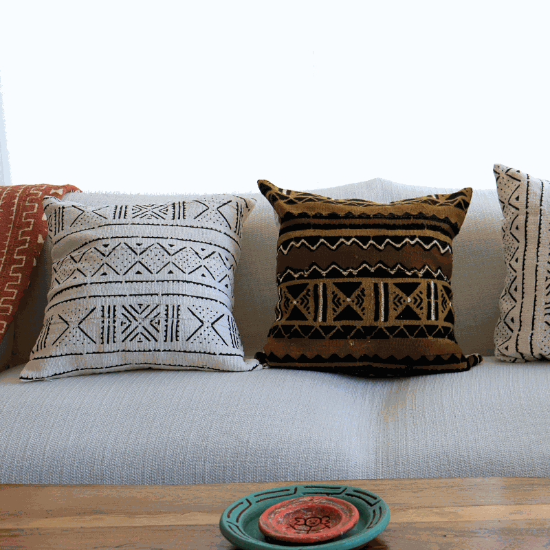 White Mud cloth Pillow Cover - Niche Handmade Furniture LLC