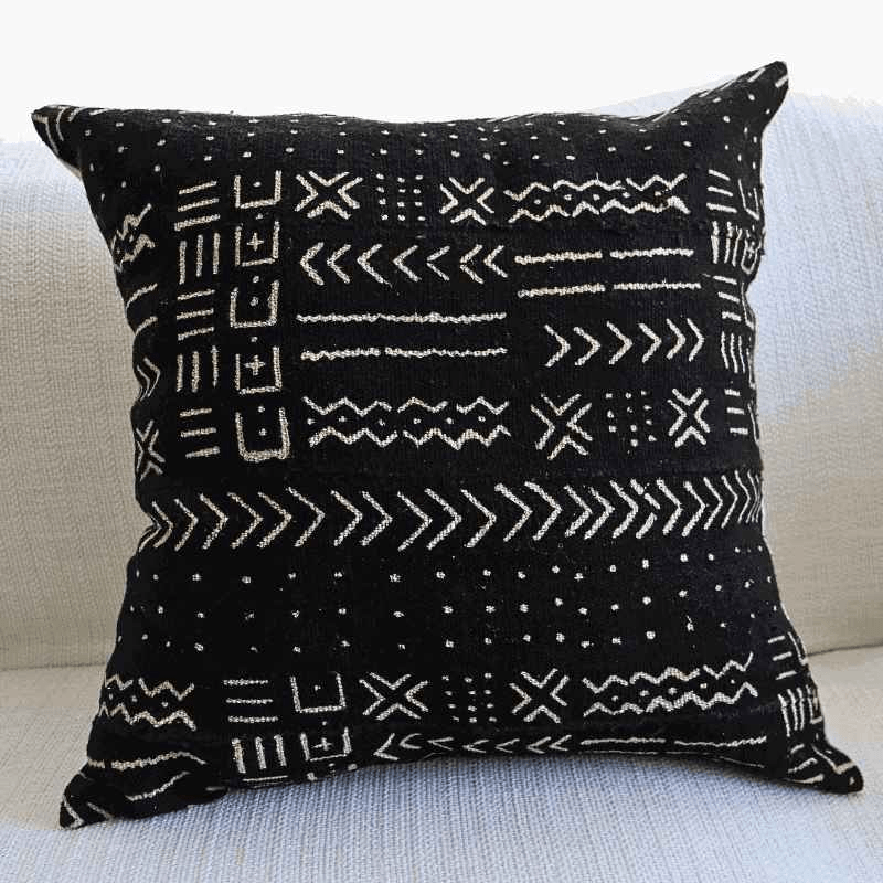 black Mud Cloth Pillow
