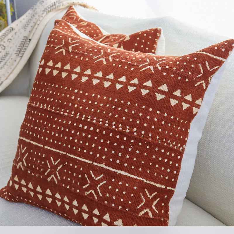 Mud cloth rusty brown pillow
