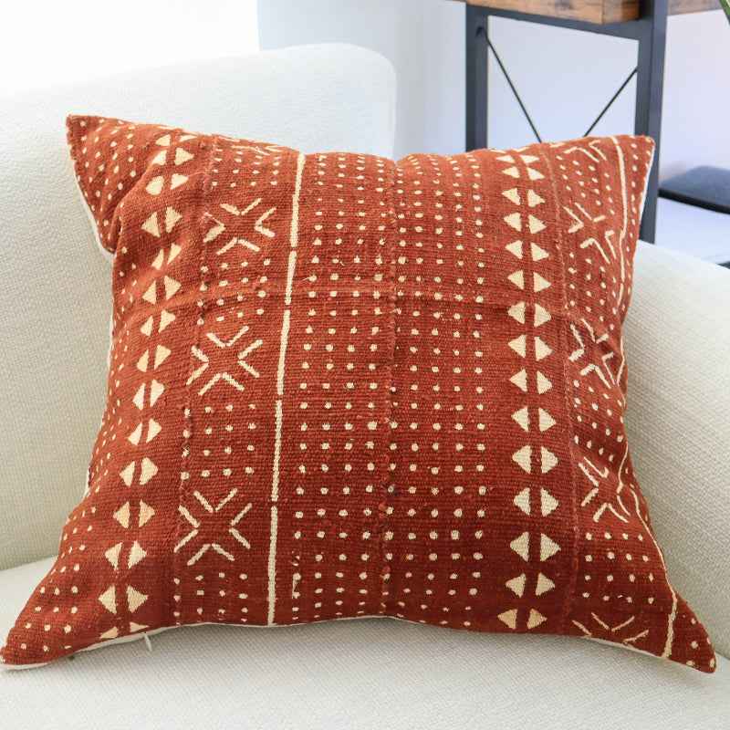 Authentic Malian Mudcloth Pillow Cover – Handmade African Cushion, Boho Tribal Decor - Niche Handmade Furniture LLC