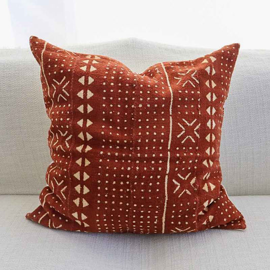 Mud cloth rusty brown pillow