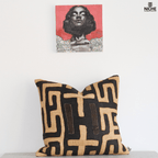 Vintage Kuba Raffia Pillow Cover with African Embroidery Kuba Cushion cover Niche Handmade Furniture LLC