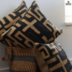 Vintage Kuba Raffia Pillow Cover with African Embroidery Kuba Cushion cover Niche Handmade Furniture LLC