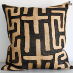 Vintage Kuba Raffia Pillow Cover with African Embroidery Kuba Cushion cover Niche Handmade Furniture LLC
