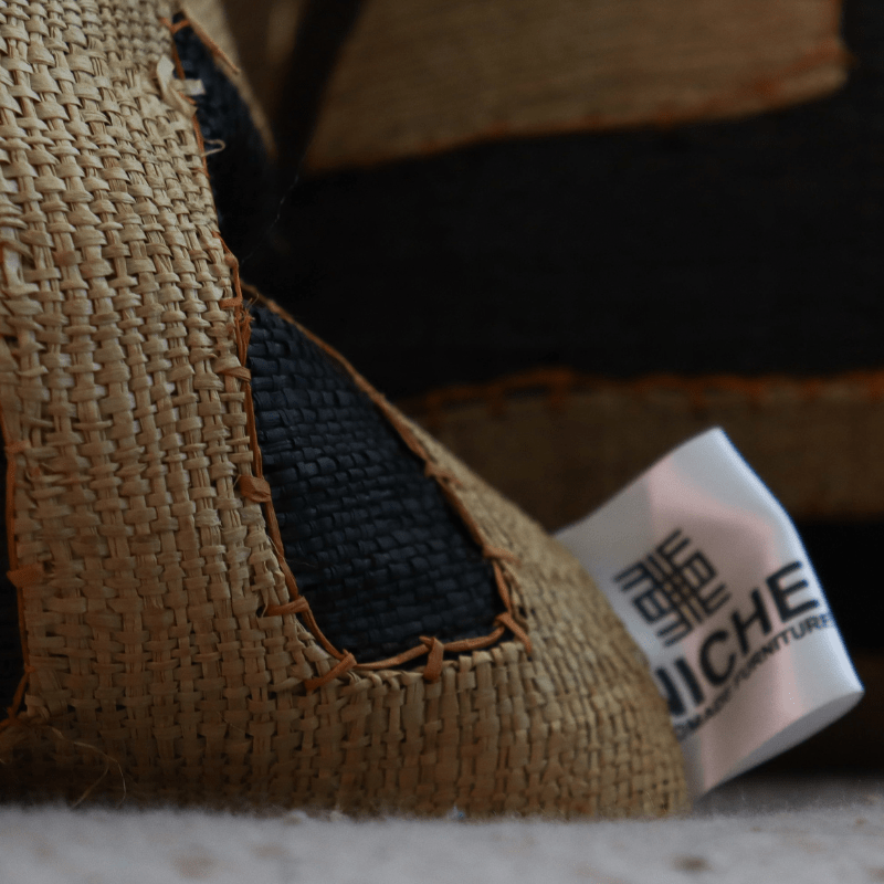 Vintage Kuba Raffia Pillow Cover with African Embroidery Kuba Cushion cover Niche Handmade Furniture LLC