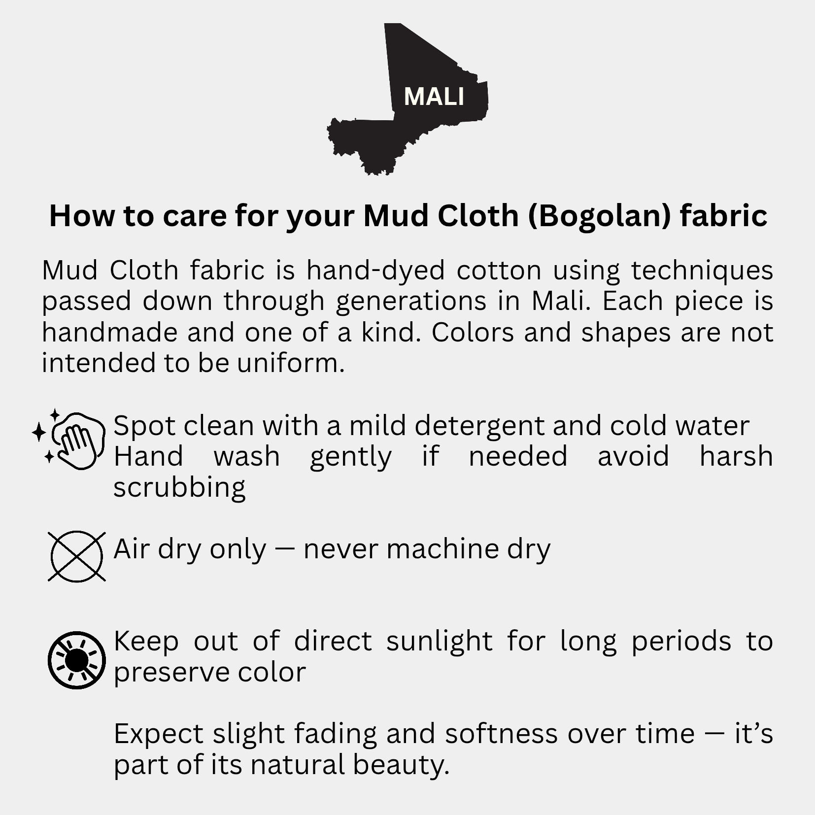 Blue & White mud cloth how to care 