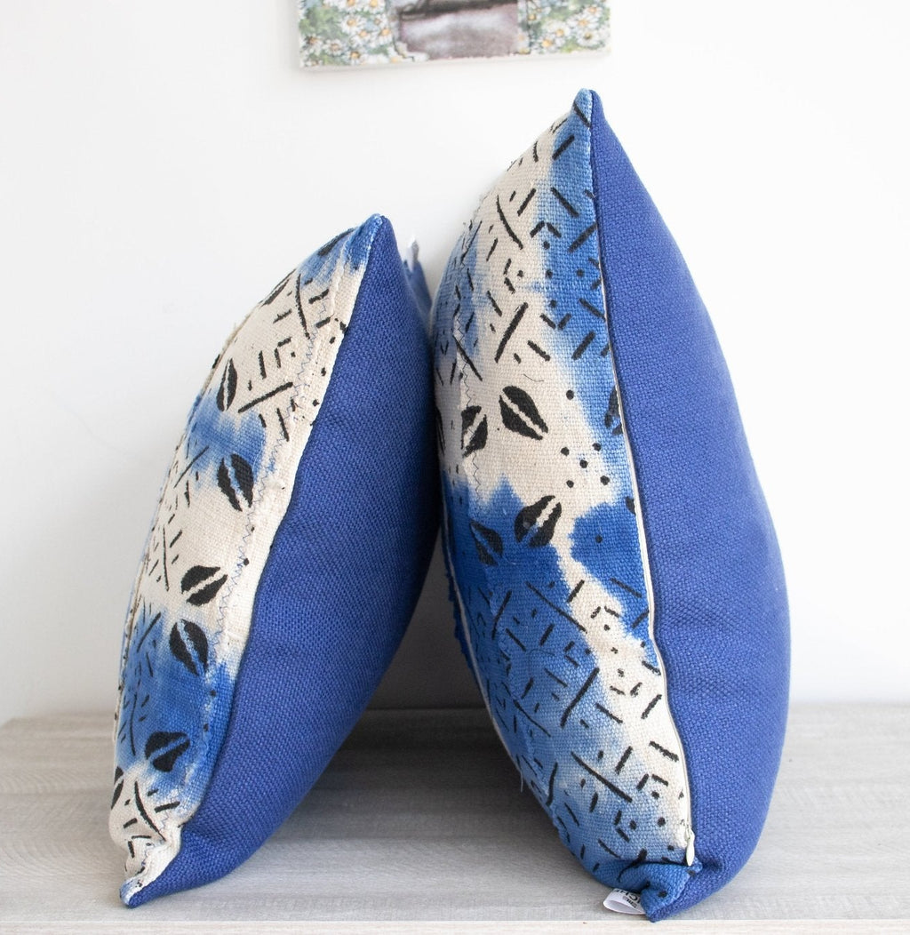 blue and white  Mudcloth Pillow Cover