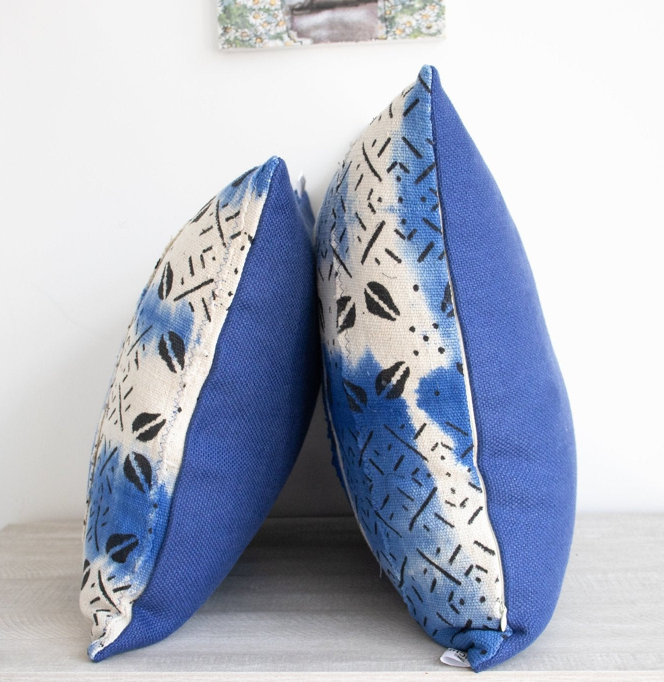 blue and white  Mudcloth Pillow Cover