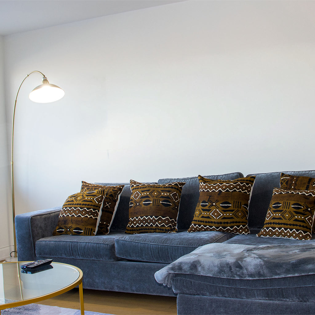 Brown mud cloth cushion