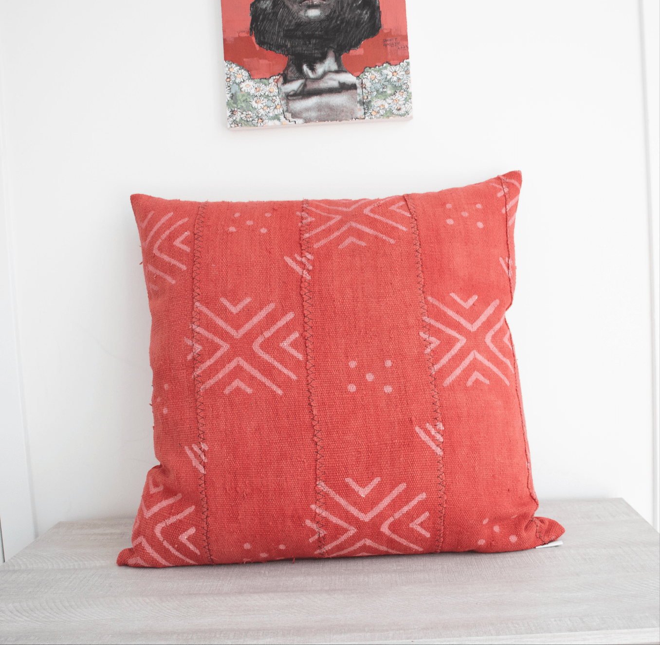 African Mud Cloth cushion Orange & Whitemudcloth cushionCushion coverNiche Handmade Furniture LLCNiche Handmade Furniture LLC