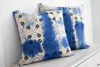 African Mudcloth Cushion in Blue & White - Niche Handmade Furniture LLC