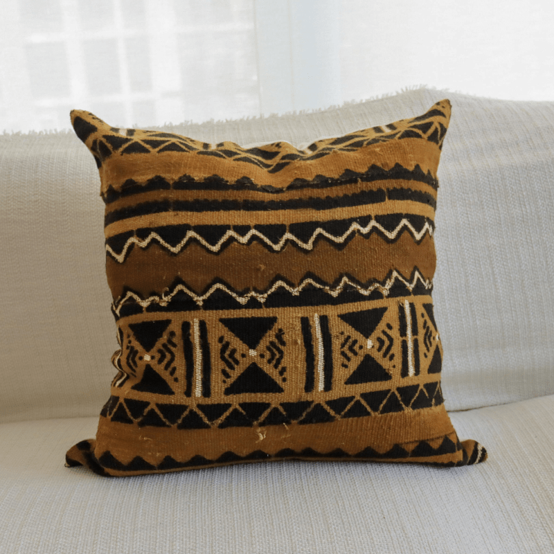 Geometric Mudcloth Throw Pillow – Handmade African Craf - Niche Handmade Furniture LLC