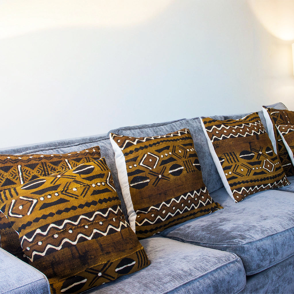 brown mud cloth cushion