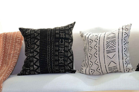 black Mud cloth throw pillow with inserts