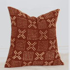 Rust mudcloth pillow /Rustic Texture, Contemporary Spirit Traditional Malian MudCloth Accent Pillow - Niche Handmade Furniture LLC
