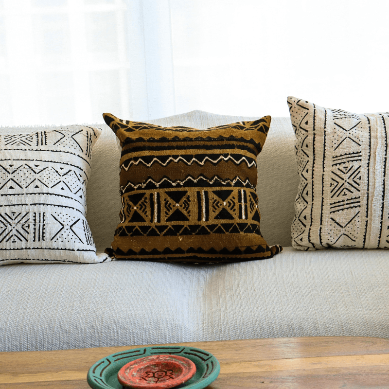 Geometric Mudcloth Throw Pillow – Handmade African Craf - Niche Handmade Furniture LLC