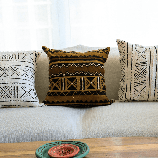Geometric Mudcloth Throw Pillow – Handmade African Craf - Niche Handmade Furniture LLC