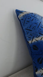 African Mudcloth Cushion in Blue & White