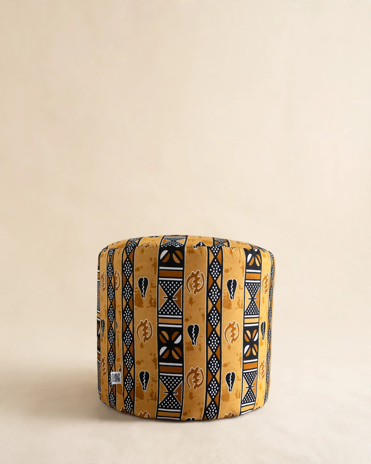 The Drum Pouf — Golden African Wax Print