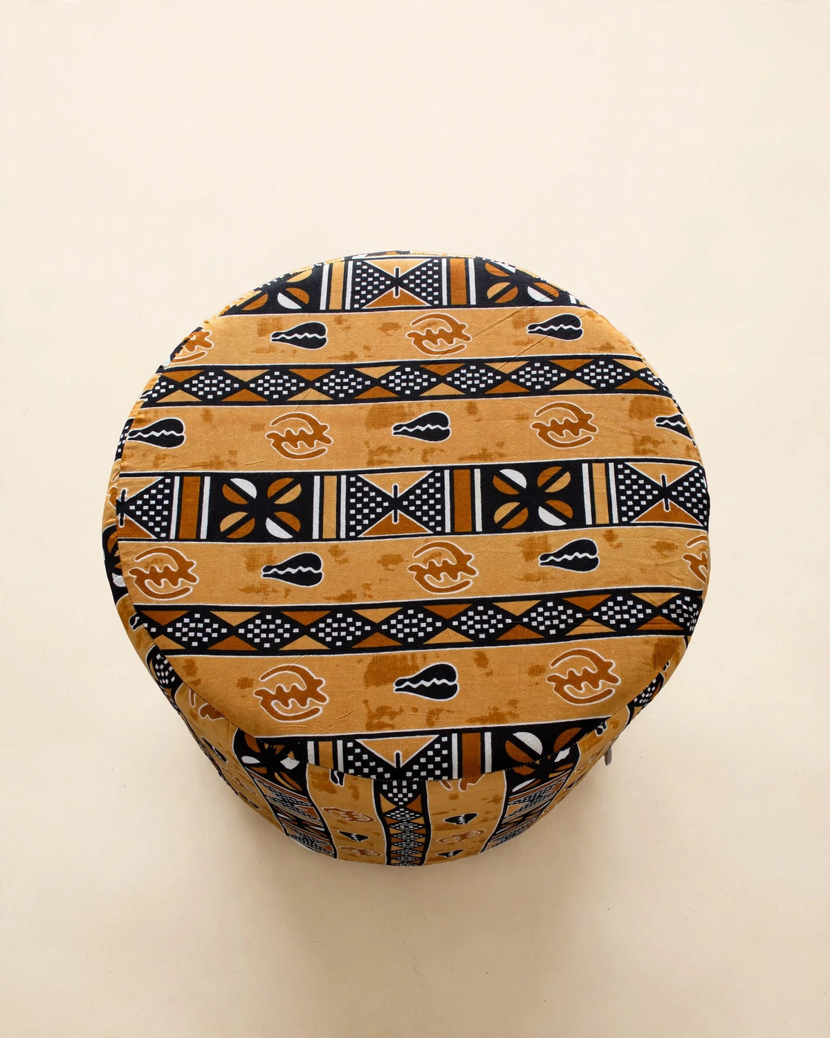 The Drum Pouf — Golden African Wax Print