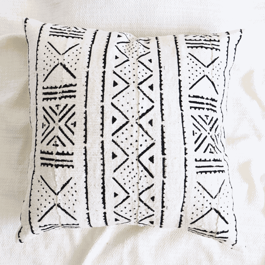White Mud cloth Pillow Cover - Niche Handmade Furniture LLC