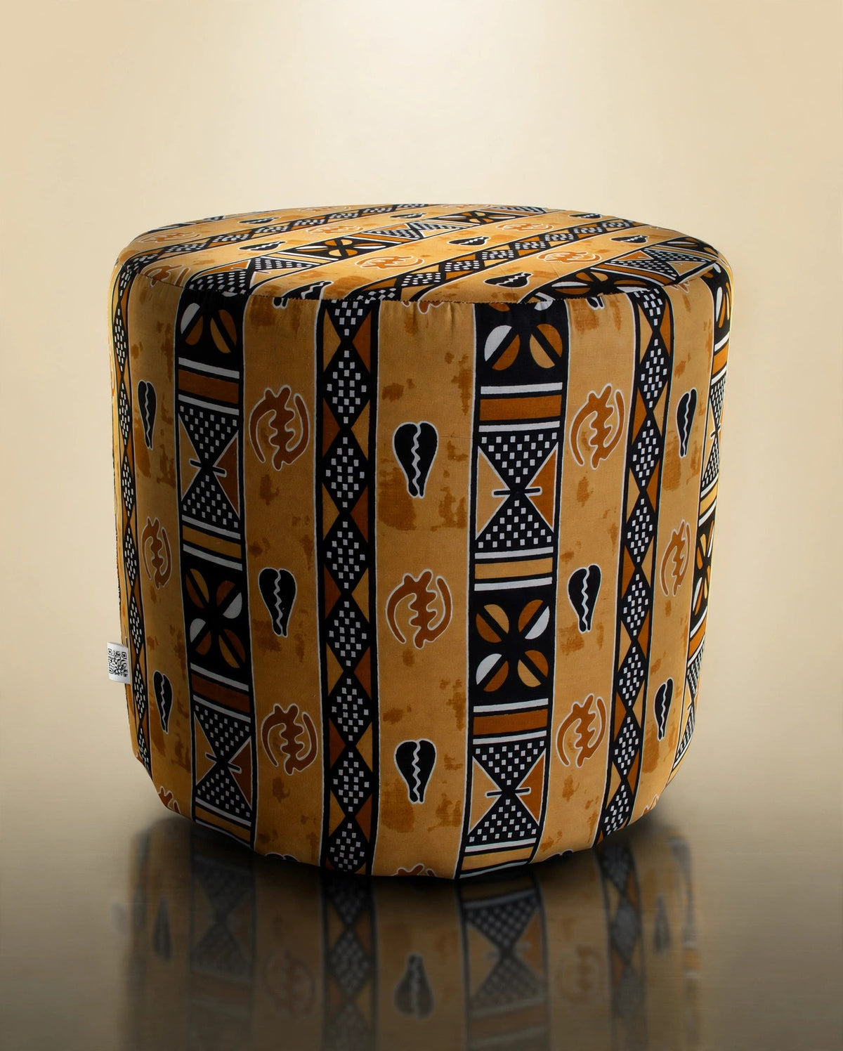 The Drum Pouf — Golden African Wax Print