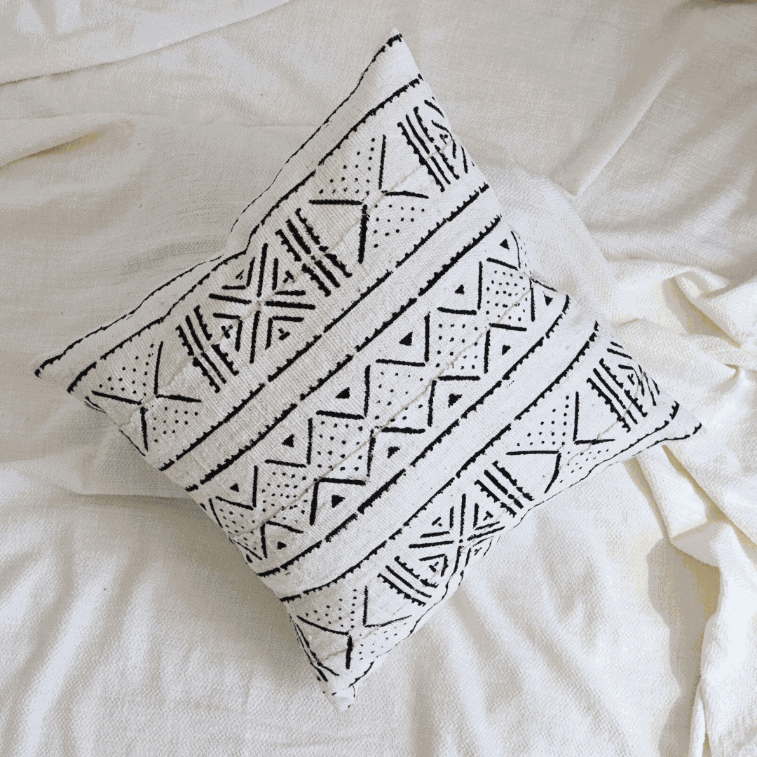 White Mudcloth Pillow Cover - Niche Handmade Furniture LLC